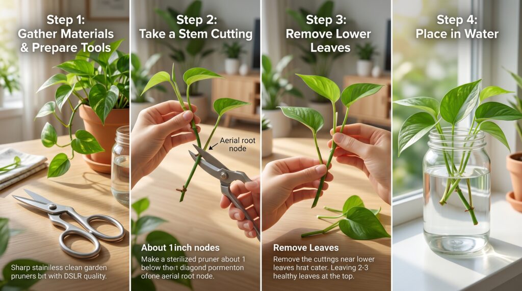 Correct Method to Cut Money Plant Stem